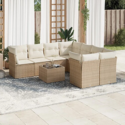 Maison Chic Salon de jardin avec coussins 9 pcs | Ensemble de Table et chaises | Mobilier d'Extérieur beige résine tressée -GKD84665