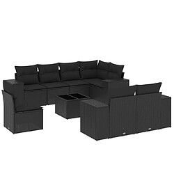 Maison Chic Ensemble Tables et chaises d'extérieur 9 pcs avec coussins,Salon de jardin noir résine tressée -GKD904332