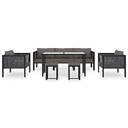 vidaXL Salon de jardin 8 pcs avec coussins Résine tressée Anthracite