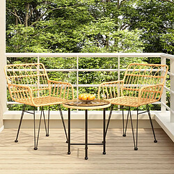 Salle à manger de jardin 3 pcs,Table et chaise à dîner Résine tressée -MN87796