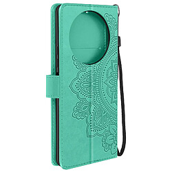 Avizar Étui Mandala Fleurs pour Xiaomi Redmi A3 Portefeuille Support Dragonne Vert Pâle