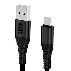 iLike ICM01 Câble de chargeur et de données universel TPE USB vers Micro USB durable 1 m noir