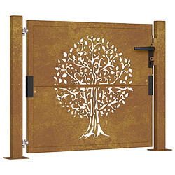 vidaXL Portail de jardin 105x80 cm acier corten conception de l'arbre