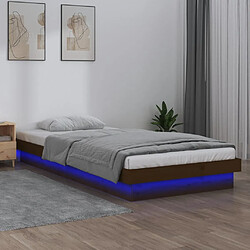 vidaXL Cadre de lit à LED sans matelas marron miel bois massif