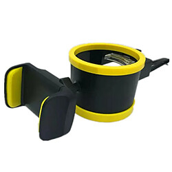 Boite de vitre 2 po en 1 Voiture et téléphone mobile Can Coffee Bottle Cup Holder Yellow