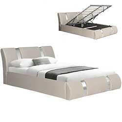 Acheter Meubler Design Lit Coffre Sommier Relevable Nova Velours - Velours Taupe - 140x190