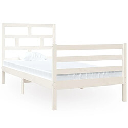 vidaXL Cadre de lit sans matelas blanc 90x190 cm bois massif