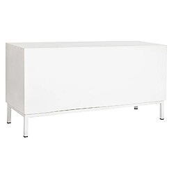 Pegane Meuble TV en bois de manguier coloris blanc et métal doré - Longueur 120 x Profondeur 40 x hauteur 60 cm