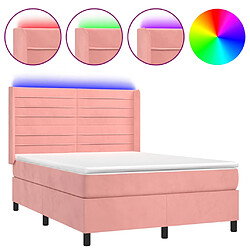 vidaXL Sommier à lattes de lit matelas et LED Rose 140x190 cm Velours