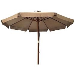 Helloshop26 Parasol mobilier de jardin avec mât en bois 330 cm taupe 02_0008123