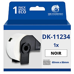 123Consommables Étiquettes compatibles Brother DK11234 - 60x86 mm - 260 unités - Texte noir sur fond blanc