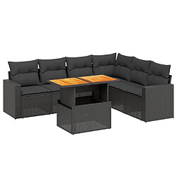 Maison Chic Ensemble Tables et chaises d'extérieur 7pcs avec coussins,Salon de jardin noir résine tressée -GKD476229