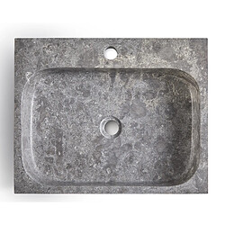 Pegane Vasque à poser / lavabo en marbre coloris gris - Longueur 52 x Hauteur 13 x Profondeur 42 cm