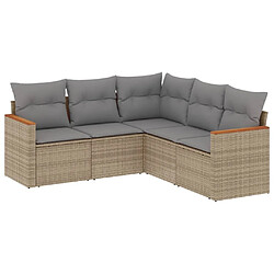 Maison Chic Ensemble à manger d'extérieur 5 pcs avec coussins,Salon de jardin,Mobilier de jardin mélange beige résine tressée -GKD841987