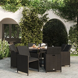 Maison Chic Mobilier à dîner 9 pcs de jardin avec coussins - Ensemble table et chaises d'extérieur - Salon/Mobilier de jardin classique Résine tressée Noir -MN56197