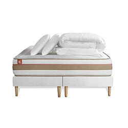 Marmottes & Co Pack prêt à dormir matelas LE TENDRE 180x200 Ressorts ensachés + Mémoire de forme + double sommiers Blanc