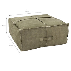 WOMO-DESIGN Tabouret pouf XXL Liberec table basse vert olive poignée de transport cousue pas cher