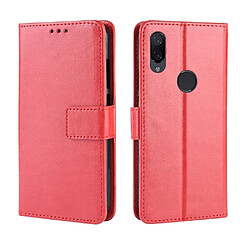 Wewoo Coque Souple Housse en cuir Flip horizontale Texture rétro pour Xiaomi Redmi 7 avec porte-cartes et fentes cartes et cadre photo Rouge