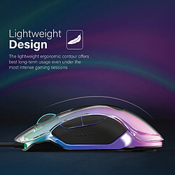 Vertux Phoenix Souris gaming, coque transparente, 4 effets RGB, Lumiflux, 12000 DPI, 5 boutons programmables pas cher