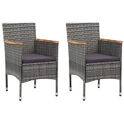 Avis Maison Chic Table de bistro et chaises d'extérieur 3 pcs,Ensemble de bistro de jardin pour relax Résine tressée et verre trempé Gris -GKD710298