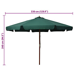 Acheter vidaXL Parasol d'extérieur avec mât en bois 330 cm Vert