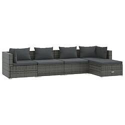 Maison Chic Salon de jardin 5 pcs + coussins - Mobilier/Meubles de jardin - Table et chaises d'extérieur Résine tressée Gris -MN47197