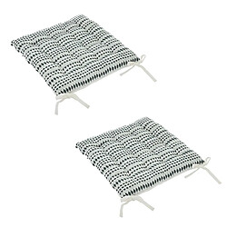 Atmosphera, Createur D'Interieur Lot de 2 galettes de chaise rectangulaire Tavares - 38 x 38 cm - Bleu nuit