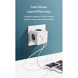 Avis Universal PrisePlaque d'alimentation Prise UE Bande murale 4 prises 2 USB Un port C de type commutateur Câble d'extension de 1,5 m Chargeur multiplex