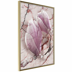 Paris Prix Affiche Murale Encadrée Magnolia on Marble Background 20 x 30 cm Or