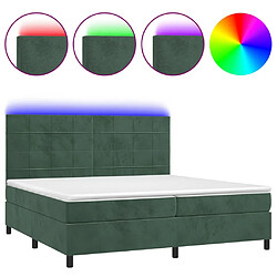 vidaXL Sommier à lattes de lit matelas et LED Vert foncé 200x200 cm