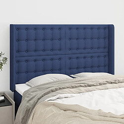 Maison Chic Tête de lit scandinave avec oreilles,meuble de chambre Bleu 147x16x118/128 cm Tissu -MN71261