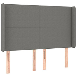 Avis Maison Chic Tête de lit scandinave à LED,meuble de chambre Gris foncé 147x16x118/128 cm Tissu -MN14563