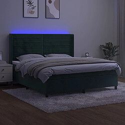 Avis Maison Chic Lit adulte- Lit + matelas + LED,Sommier à lattes de lit matelas et LED Vert foncé 160x200 cm -GKD41645