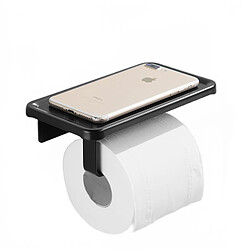 Universal Étagère à papier noir pour matériel de toilette Étagère à téléphone portable pour espace de toilette Étagère à papier en aluminium