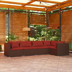 Maison Chic Salon de jardin 5 pcs + coussins - Mobilier/Meubles de jardin - Table et chaises d'extérieur résine tressée marron -MN12087