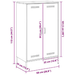 vidaXL Buffet haut anthracite 68x39x113 cm acier pas cher