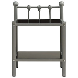 vidaXL Table de chevet Gris et noir 45x34,5x60,5 cm Métal et verre