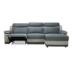 Vente-Unique Canapé d'angle droit relax en microfibre anthracite et bandes gris clair TALCA pas cher