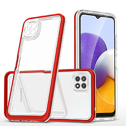 Ozzzo coque transparente 3 en 1 pour samsung galaxy a22 5g frame gel cover rouge