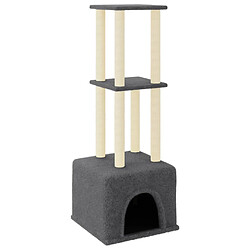 Helloshop26 Arbre à chat meuble tour grimper jouet grattage grattoir escalade plateforme avec griffoirs en sisal foncé 133,5 cm gris 02_0022657