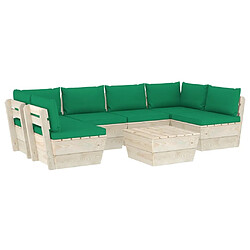 Maison Chic Salon de jardin palette 7 pcs avec coussins - Table et chaises d'extérieur - Mobilier/Meubles de jardin Moderne épicéa imprégné -MN43251