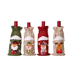 C310 4PCS Poupée Santa Claus Poupée Rouge Couvre-bouteille Ensemble Sac à vin Décoration de la table de vacances Décoration de Noël Décorations de la fête de Noël