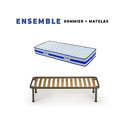 King Of Dreams Ensemble Matelas 160x200 + Sommier démonté + Pieds Offerts Mousse Poli Lattex Indéformable Hauteur 29 cm Face Hiver avec Laine