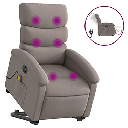 vidaXL Fauteuil inclinable de massage électrique Taupe Tissu