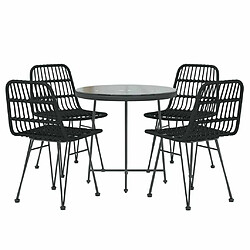 Avis Maison Chic Mobilier à dîner 5 pcs de jardin - Ensemble table et chaises d'extérieur - Salon/Mobilier de jardin classique Noir Résine tressée -MN25392