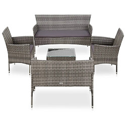 Maison Chic Salon de jardin 5 pcs + coussins - Mobilier/Meubles de jardin - Table et chaises d'extérieur Résine tressée Gris -MN62136