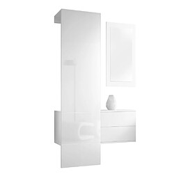 Mpc Vestiaire Blanc Mat Et Panneau Blanc Laqué (lxhxp) : 105 X 193 X 35