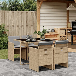 Maison Chic Ensemble à manger d'extérieur 5 pcs avec coussins,Salon de jardin,Mobilier de jardin mélange beige rotin -GKD334136