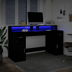 Acheter vidaXL Bureau avec lumières LED noir 160x55x91 cm bois d'ingénierie