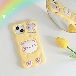 GUPBOO Étui pour iPhone13 Coque en silicone pour téléphone fille chat fromage mignon